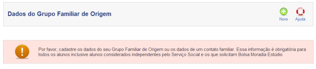 Imagem do Sistema do módulo Dados do Grupo Familiar de Origem - Listagem dos endereços inseridos