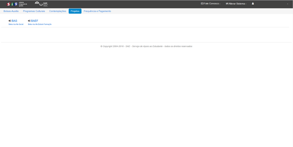Selecionar Projeto BAS - Bolsa Auxílio-Social