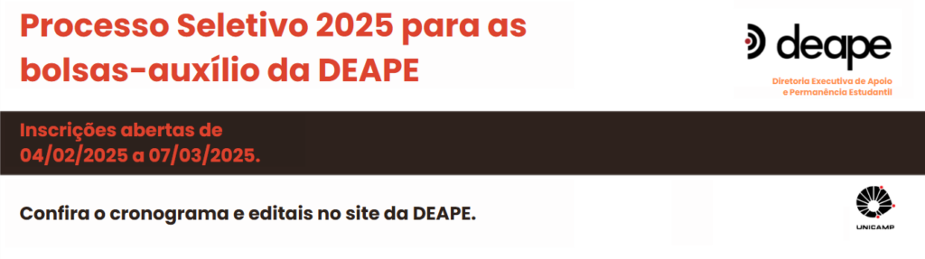 Processo Seletivo 2025 para as bolsas-auxílio da DEAPE