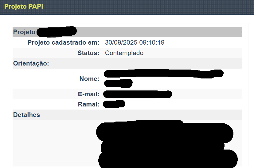 Captura de Tela confirmação de status do projeto